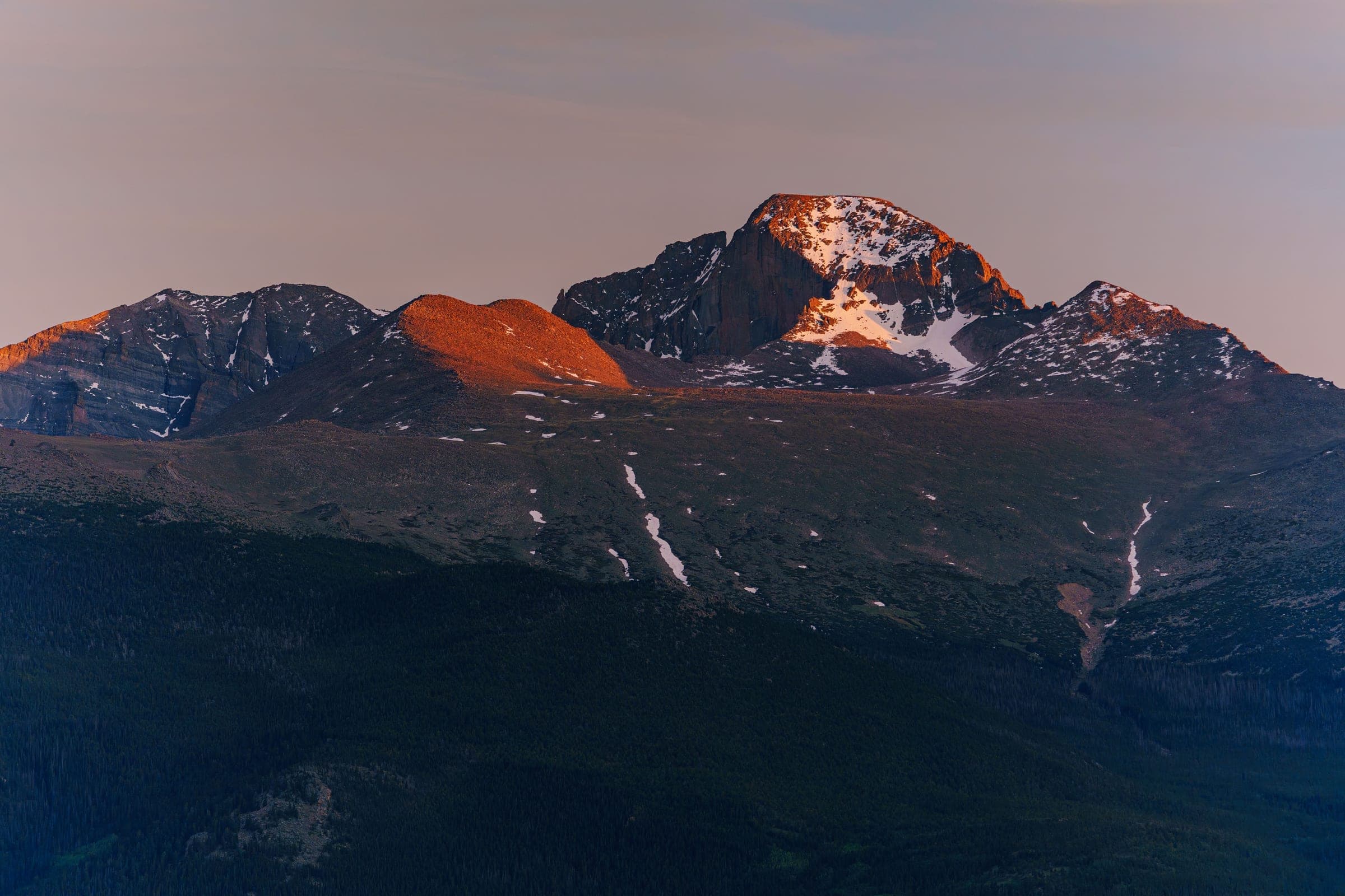 Longs Peak alpenglow at sunrise — Rocky Mountain National Park fine art print